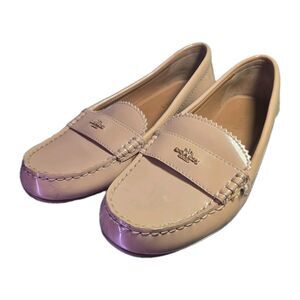 Coach Odette Loafers Size 9B Nude Patent Leather Flats READ Flawed Repair